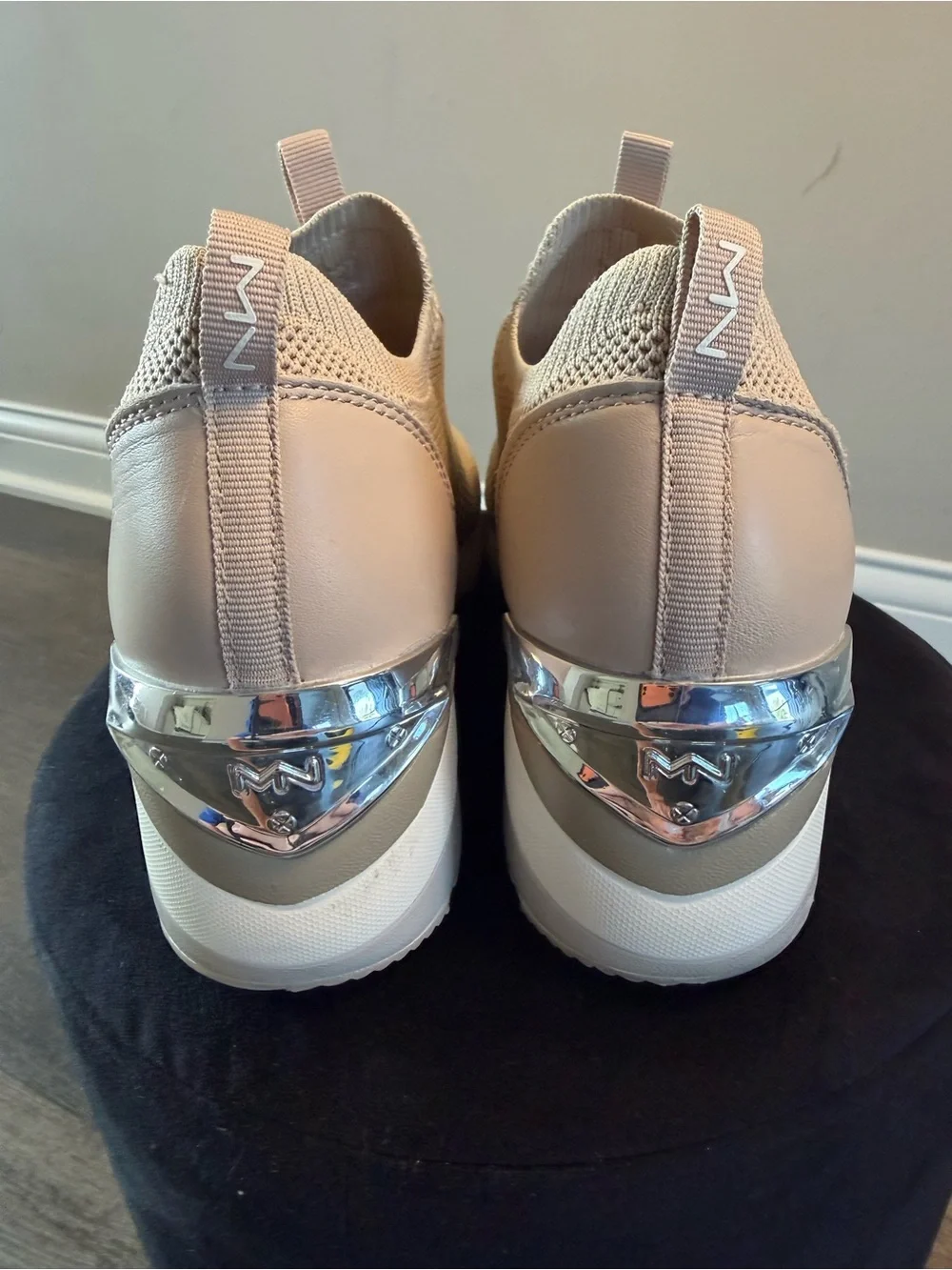 Mark Nason Beige Knit Slip-On Platform Sneaker